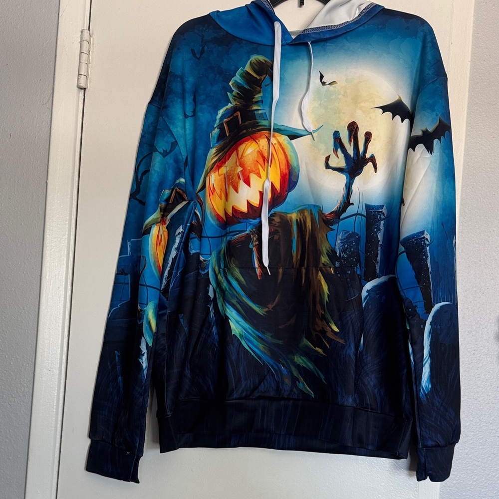 Halloween Themed Blue and Black Men's Sweater